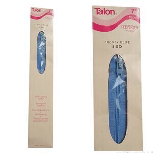 VTG 70s Talon Zipper Frosty Blue 7" 18cm Polyester Coil Closed End Sewing Notion